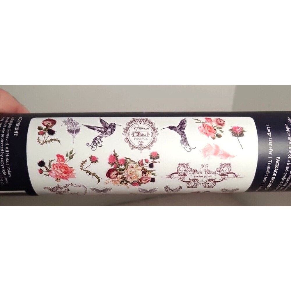 NEW Hokus Pokus Hummingbird  floral Paris Xtra Large Furniture Transfer RETIRED